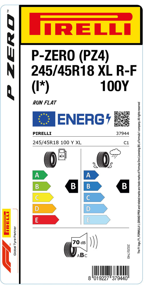 1x Pirelli P-ZERO (PZ4) Sports Car XL RF (I*) 245/45 R 18 PKW-SOMMERREIFEN