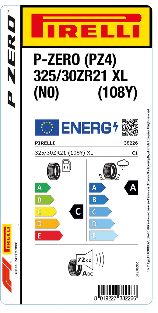 1x Pirelli P-ZERO (PZ4) Sports Car XL (N0) 325/30 ZR 21 PKW-SOMMERREIFEN