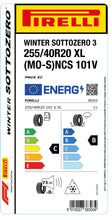 Laden Sie das Bild in den Galerie-Viewer, 1x Pirelli WINTER SOTTOZERO 3 M+S 3PMSF XL (MO-S) PNCS 255/40 R 20 PKW-WINTERREIFEN
