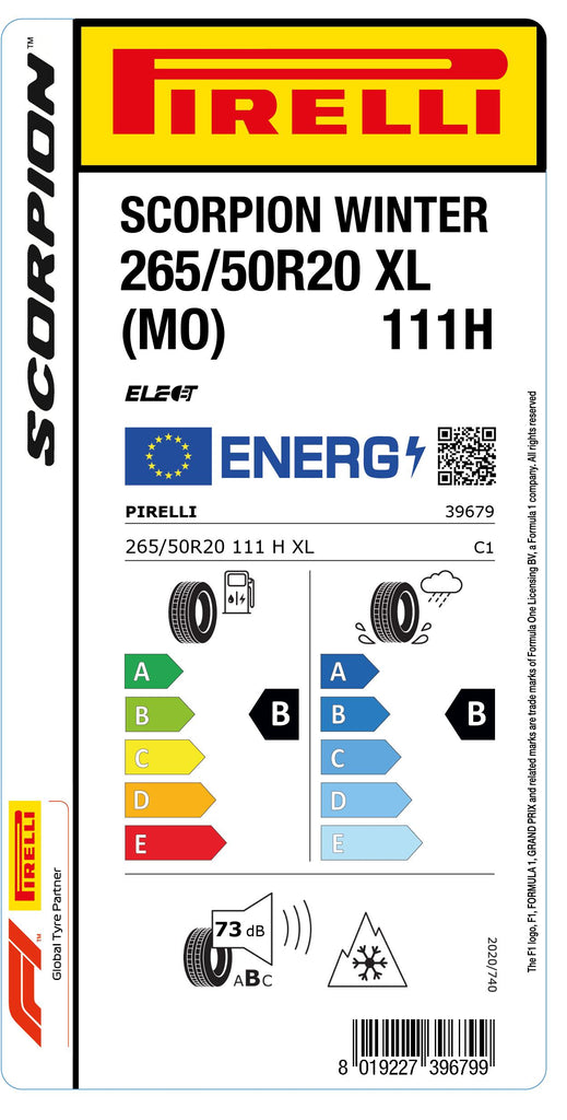 1x Pirelli SCORPION WINTER M+S 3PMSF XL (MO) 265/50 R 20 SUV- &4x4-WINTERREIFEN