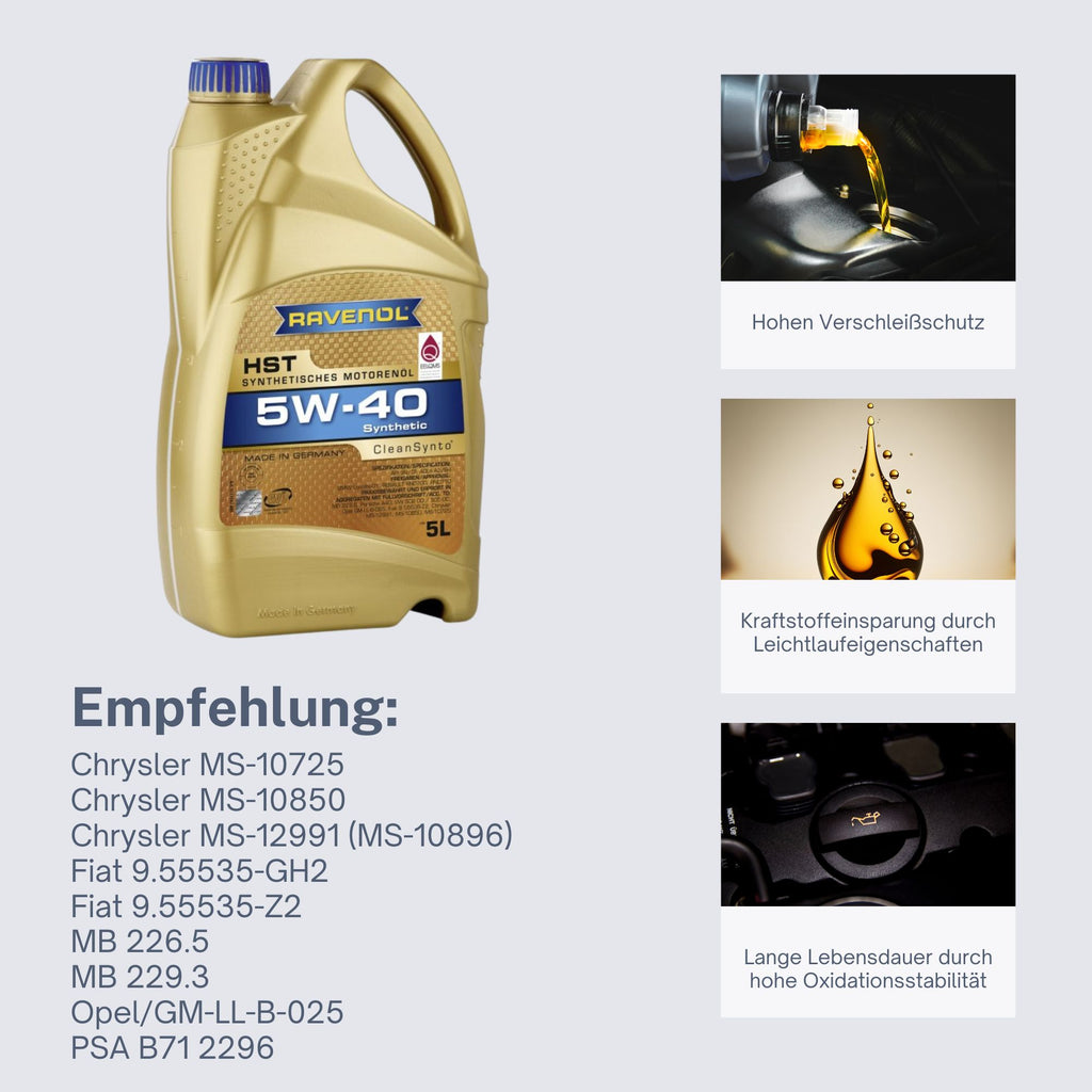 Ravenol HST SAE 5W-40 Leichtlauf Motoröl Motorenöl 5L Liter Longlife