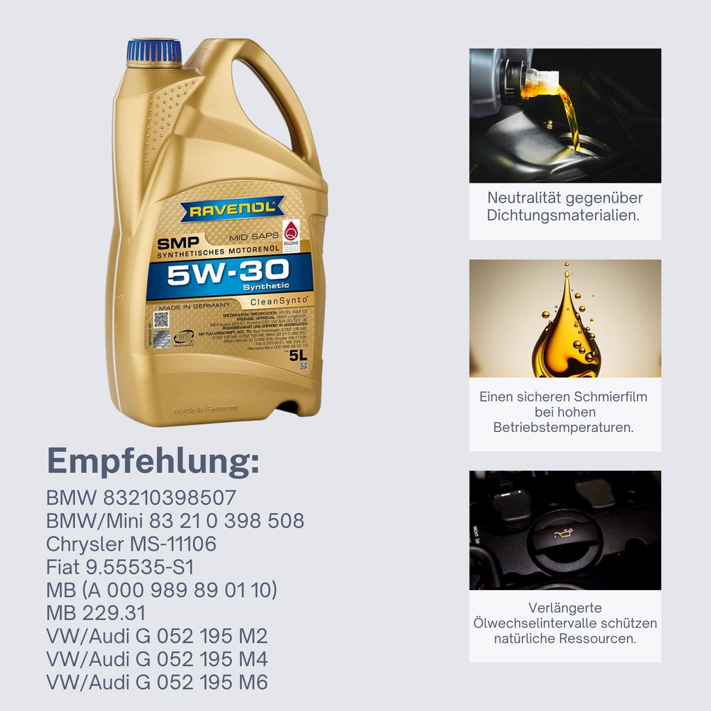 Ravenol SMP SAE 5W-30 Leichtlauf Motoröl Motorenöl 5L Liter Longlife