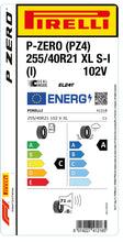 Charger l&#39;image dans la galerie, 1x Pirelli P-ZERO (PZ4) Luxury Saloon XL SI (i) 255/40 R 21 PKW-SOMMERREIFEN