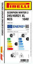 Laden Sie das Bild in den Galerie-Viewer, 1x Pirelli SCORPION WINTER 2 M+S 3PMSF XL PNCS 245/45 R 21 SUV- &amp;4x4-WINTERREIFEN