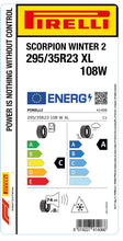 Load image into Gallery viewer, 1x Pirelli SCORPION WINTER 2 M+S 3PMSF XL 295/35 R 23 SUV &amp; 4x4 WINTER TIRE