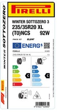 Charger l&#39;image dans la galerie, 1x Pirelli WINTER SOTTOZERO 3 M+S 3PMSF XL (T0) PNCS 235/35 R 20 PKW-WINTERREIFEN