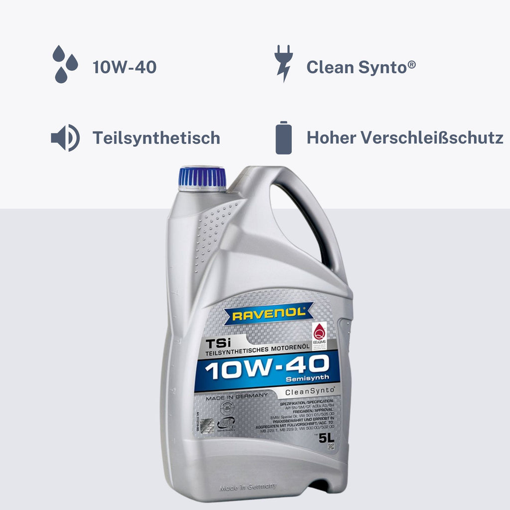 Ravenol TSI SAE 10W-40 Hochleistungs-Leichtlauf Motoröl Motorenöl 5L Liter