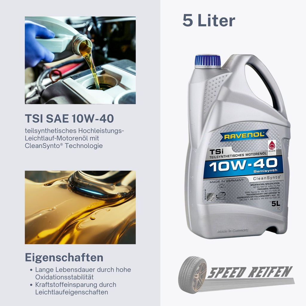 Ravenol TSI SAE 10W-40 Hochleistungs-Leichtlauf Motoröl Motorenöl 5L Liter