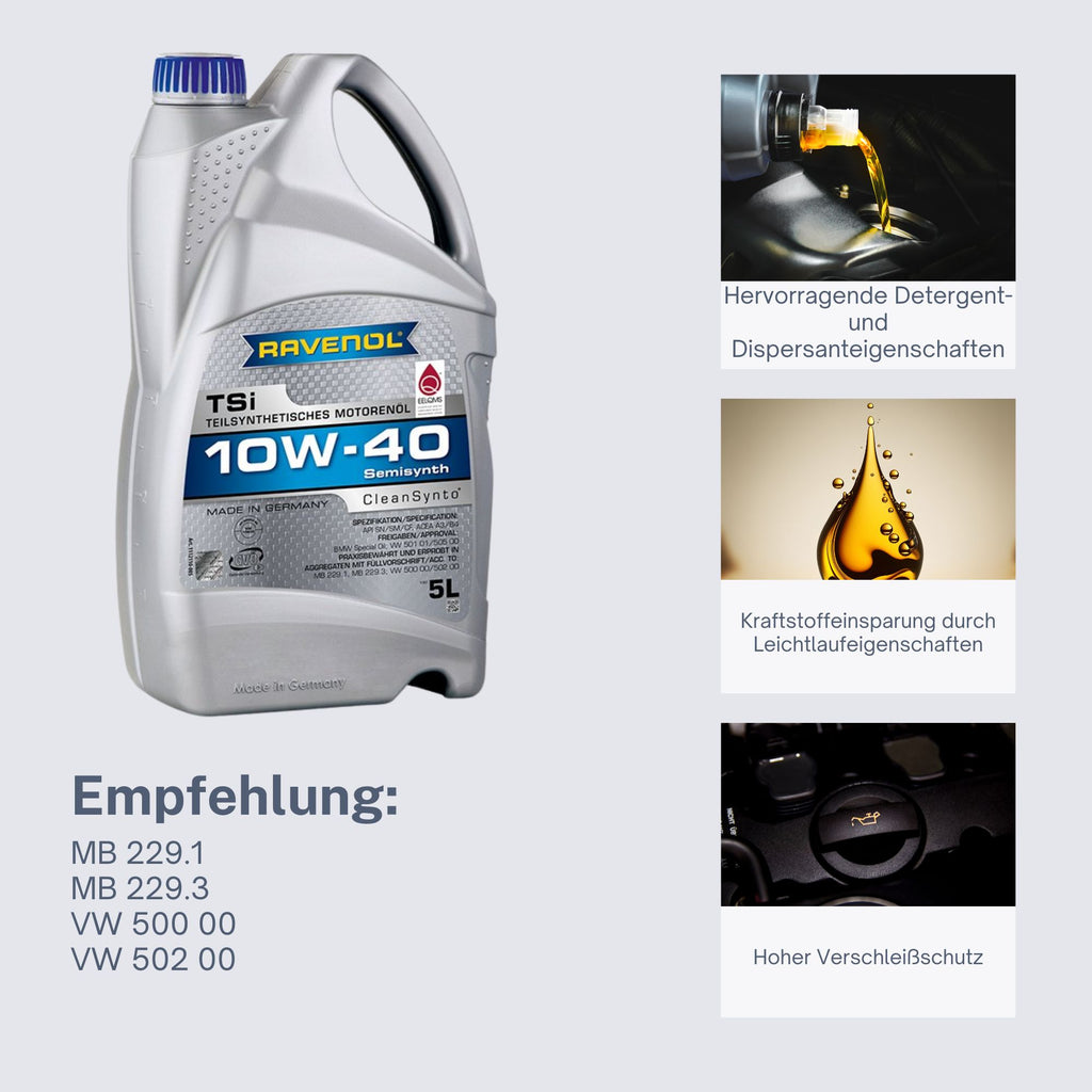 Ravenol TSI SAE 10W-40 Hochleistungs-Leichtlauf Motoröl Motorenöl 5L Liter