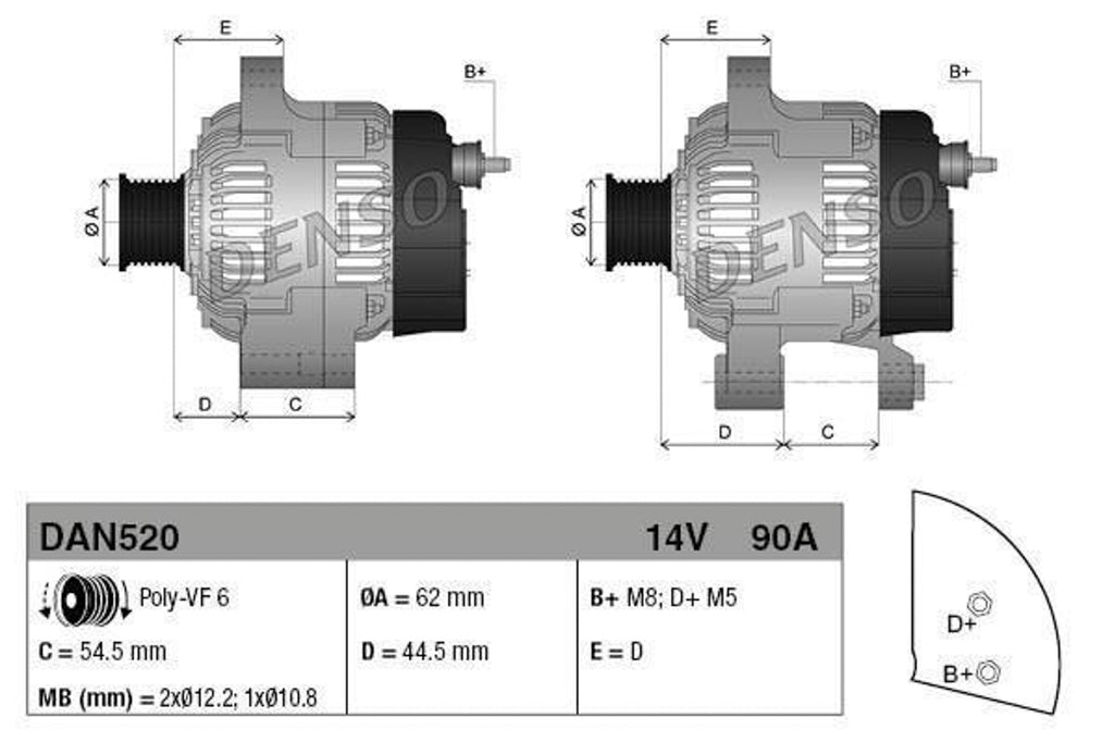 DENSO alternator generator suitable for FIAT 90A 46763533 DAN520